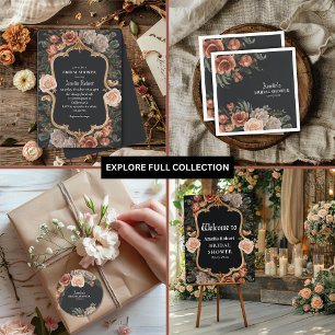 Dramatic dark moody vintage Fall bridal shower  Napkin
