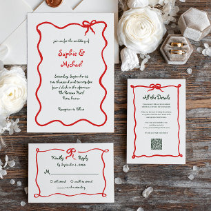 Amour Holiday Bow   Wedding Guest Details QR Code Enclosure Card