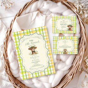 Highland Cow Lucky Little Shamrock Baby Shower Invitation