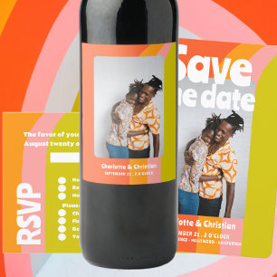 Bold Retro Citrus Save The Date Wedding