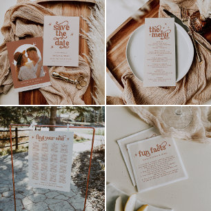 BIRDIE retro boho save the date terracotta Invitation