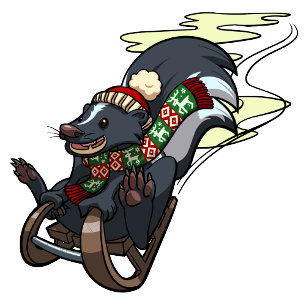 Skunk On A Sled Smelly Christmas Sledging Cartoon Holiday Postcard