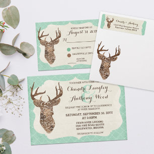 Elegant Deer Antlers Rustic Country Wedding