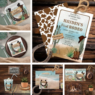 First Rodeo Cowboy Western Boy 1st Birthday Party Paper Plate