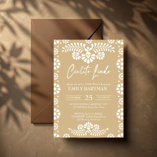 Cielito lindo beige Mexican baby shower Invitation