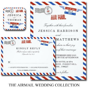 The Modern Airmail Wedding Collection Invitation