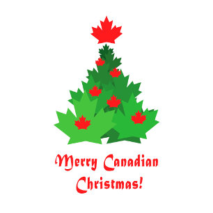 Merry Canadian Flag Maple Leaf Christmas Tree Holiday Card