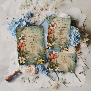 Tropical Vintage Garden Wedding Invitation