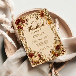 Invitation Dîner de Thanksgiving Art Nouveau élégant