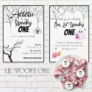 Spooky One   Halloween 1st Birthday   Pink Pumpkin Invitation