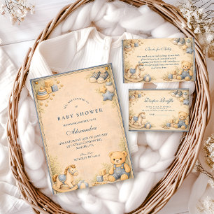 Vintage Blue Jeans Classic Baby Shower Invitation