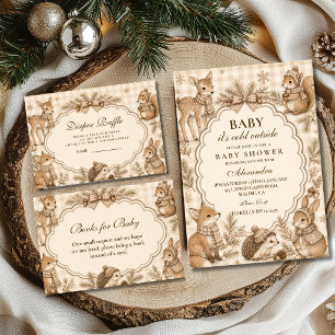 Neutral Woodland Christmas Diaper Raffle Enclosure Card