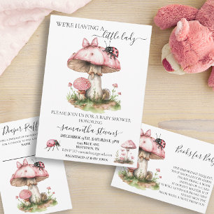 Ladybug Pink Baby Shower Diaper Raffle Invitation