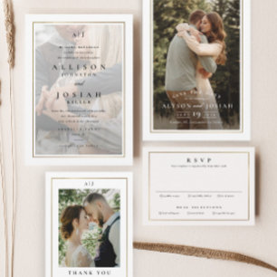 Invitation Mariage photo classique Elegant Gold