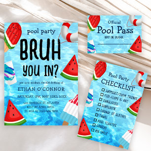 Pool Party Water Summer Sweet 16 Birthday Invitation