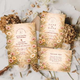 Warm Autumn Floral Wedding Invitation