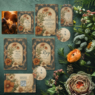 Photo Vintage Bougainvillea  Art Nouveau Wedding Save The Date