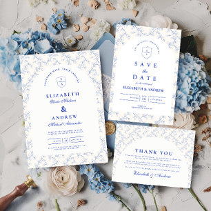 Traditional Blue Chinoiserie Wedding Save The Date