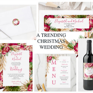 Tis the season wedding invitation christmas holly