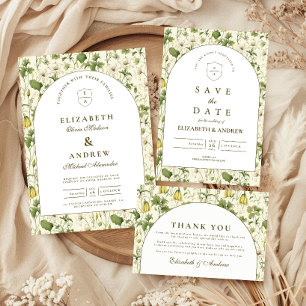 Neutral Botanical Arch Garden Wedding RSVP Card