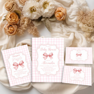 Pink Watercolor Bow Girl Baby Shower  Napkin