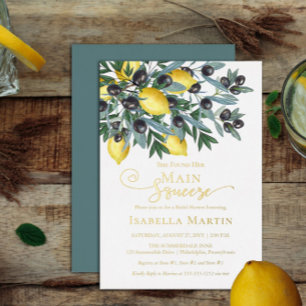 Main Squeeze Lemons   Black Olives Bridal Shower Invitation