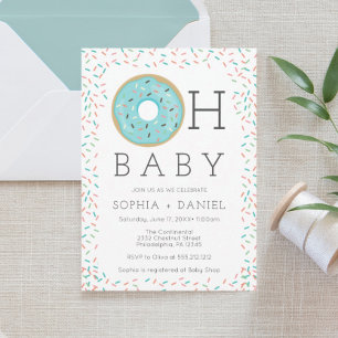 Modern Doughnut Sprinkles Baby Shower Thank You Ca Invitation
