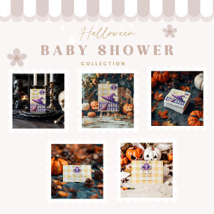 Purple Gingham Halloween Baby Shower Napkin