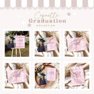 Photo Pink Coquette  Bow Graduation Invitation
