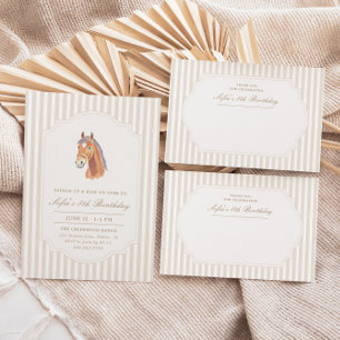 Neutral Brown Vintage Pinstripe Thank You Card