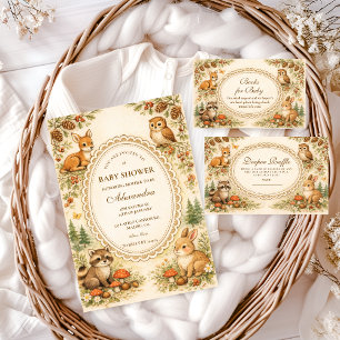 Invitation Fête prénatale de bébé dans une forêt enchantée de