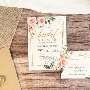 Boho watercolor blush pink roses Bridal Shower Square Sticker