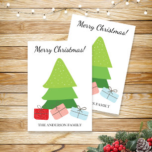 Merry Christmas Tree Star And Gifts Foil Card