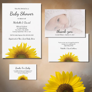 Modern Sunflower Gender Neutral Baby Shower  Invitation Postcard