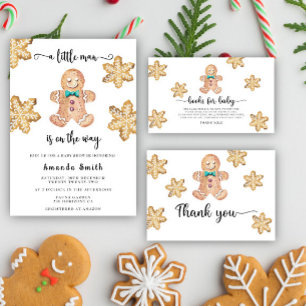 Little Man Gingerbread Man Christmas Baby Shower Invitation