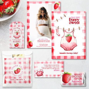 Berry Thankful Strawberry Baby Shower Favour Gift  Classic Round Sticker