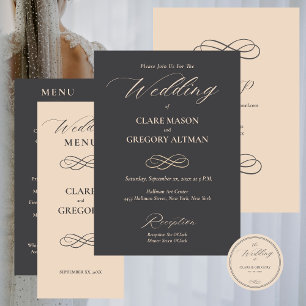 Elegant Minimalist Almond Gray Wedding Classic Round Sticker