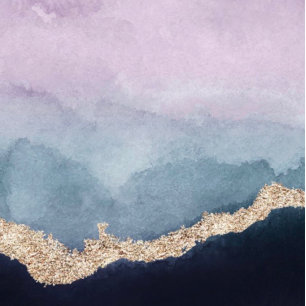 Purple Dusty Blue Watercolor Agate Gold Wedding In Invitation