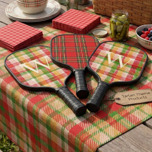 Raquette De Ping Pong Tartan Texture Carreaux Personnalisé Monogrammé