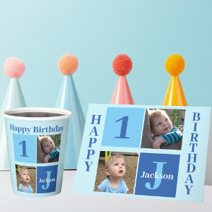 Birthday Boy Photo Personalized Cute Kids Blue Card