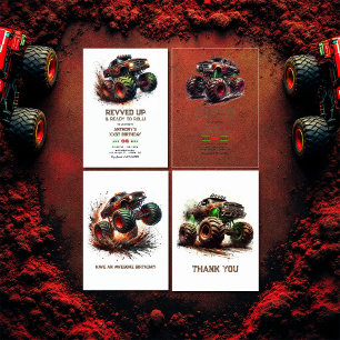 Revved Up & Ready to Roll! Monster Truck Birthday  Acrylic Invitations