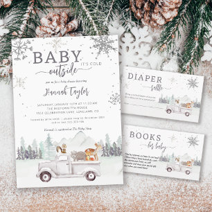 Winter Woodland Baby It's Cold Outside Baby Shower Invitation