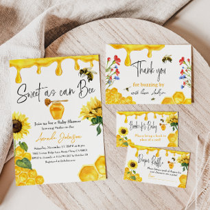 Sweet Yellow Honey Comb Sunflower Bee Baby Shower Invitation