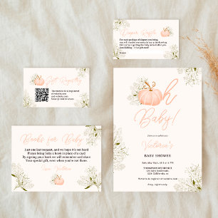Invitation Oh Bébé rose citrouille baby shower floral fille