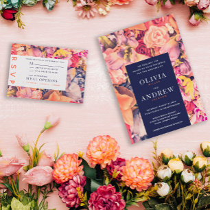 Elegant Colourful Floral Background Wedding Invitation