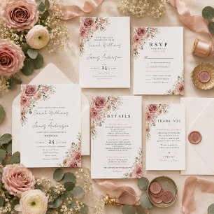 Remerciements Carte de remerciement de mariage Rose Poussiéreuse