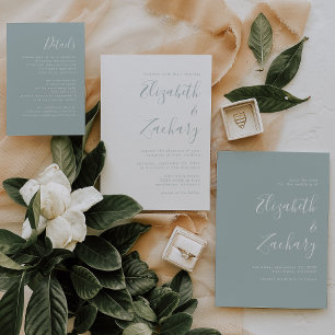 Modern Script Sea Glass Wedding Details Enclosure Card