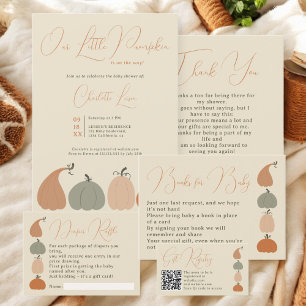 Carte D'accompagnement Retro Fall chic Citrouille Baby shower Déchets Raf