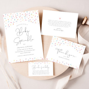 Cute Rainbow Sprinkles Baby Sprinkle Shower Invitation