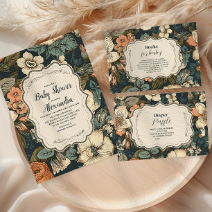 Invitation Baby shower vintage de fleurs d'aquarelle